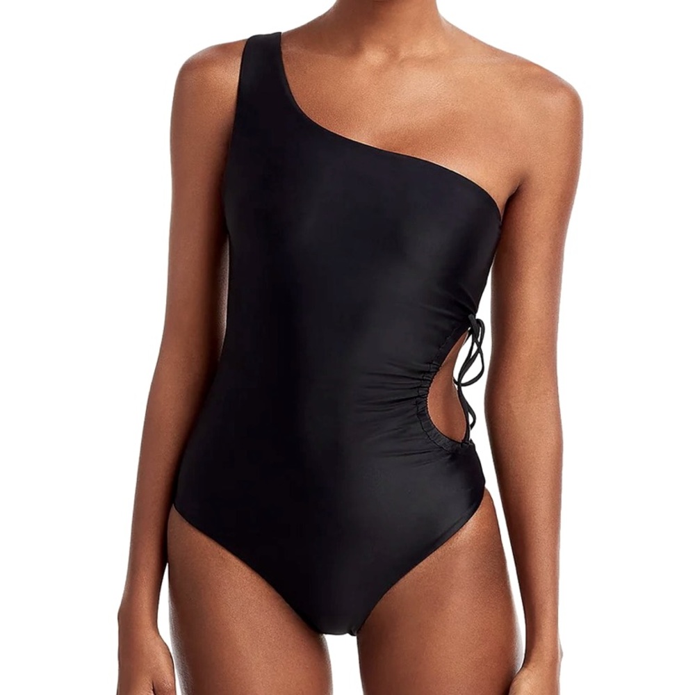 Jade Swim one piece black , one shouldered bathing suit size large